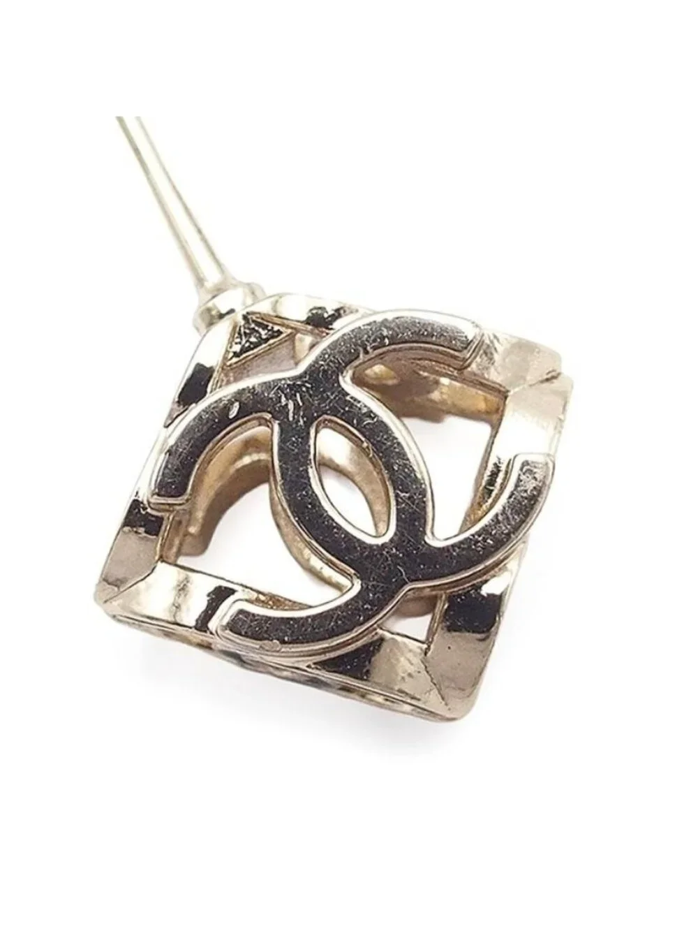 Chanel Cube Earrings Gold Black Metal Resin CC Logo